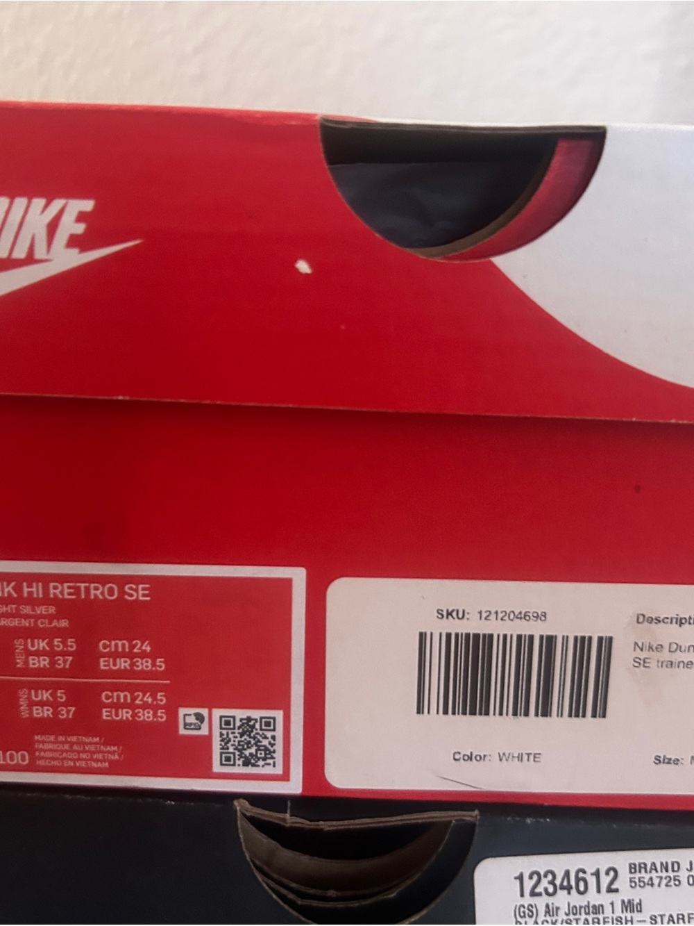 Nike Red and White Shoe Box with Logo